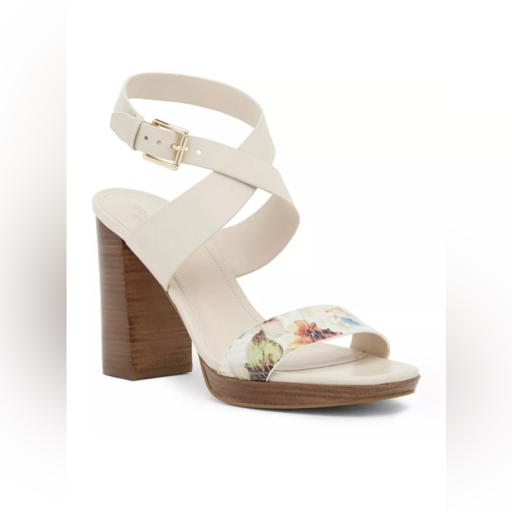 Cole Haan Womens Fenley Floral Ankle Strap Block Heel Pump Sandal S-10‎ New $145